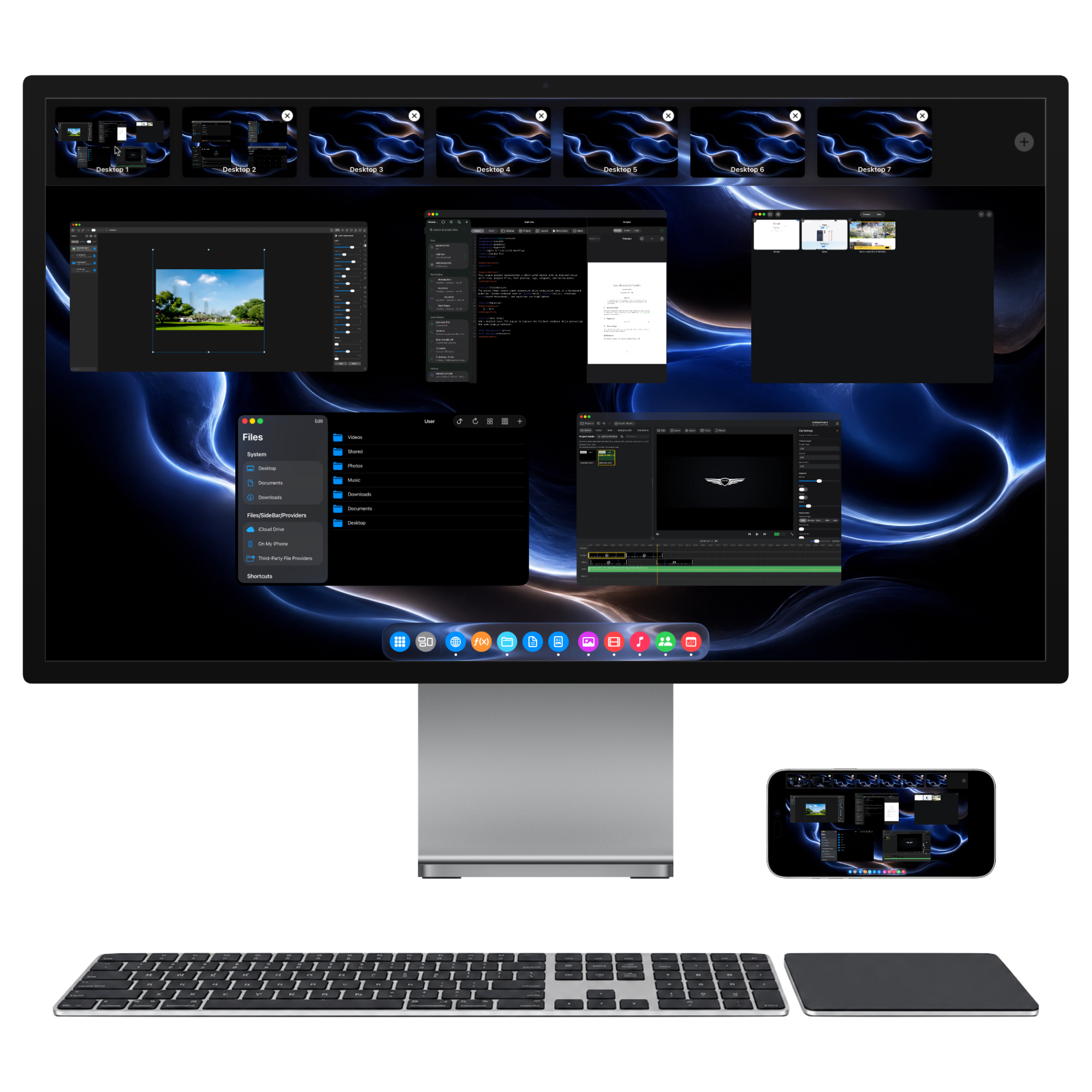 An iPhone powering InfiniteX2P Pro Mission Control on a desktop monitor