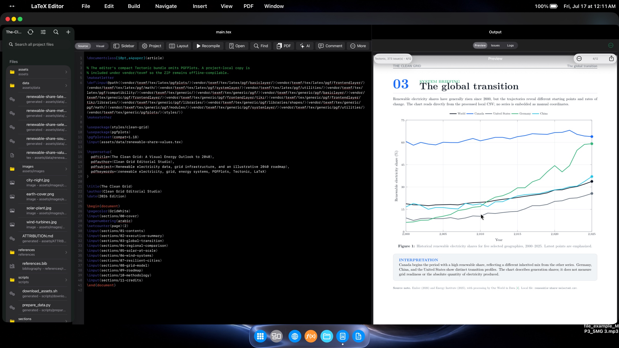 InfiniteX2P Pro LaTeX Editor with project files, source code, and a compiled PDF preview